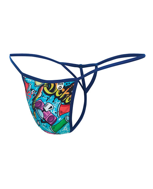 Male Basics Sinful Hipster Music T Thong G-String Blue Print MD