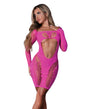 Seamless Blacklight Reactive Long Sleeve Dress - Pink O/S