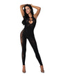 Seamless Halter Bodystocking w/Crystals - Black O/S
