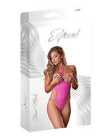 Sheer Mesh Cupless & Crotchless Teddy Pink L/XL