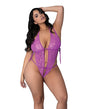 Butterfly Fantasies Lace Crotchless Teddy - Neon Purple QN