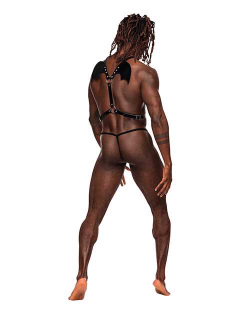 Sagittarius PU Leather Chest & Winged Back Harness Black O/S