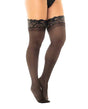 Sheer Thigh High w/Stay Up Silicone Lace Top Black O/S