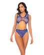 Leopard Fishnet Bodysuit w/Connecting Chain - Blue O/S