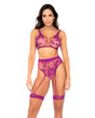 Floral Fishnet 2 pc Set - Pink Orchid O/S