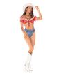 Sexy Cowgirl Tie Top w/Booty Short Panty 2 pc Set - Red, White, Blue S/M