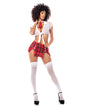 Sexy School Girl Tie Top, Skirt w/Slits & Tie Red/White S/M