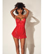 Lace & Mesh Babydoll w/Open Back & G-String Red S/M