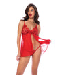 Sequin Embellished Babydoll w/G-String - Red SM