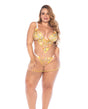 Sunlit Bliss Mesh and Lace Babydoll w/Thong 2 pc Set - Yellow 1X/2X