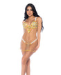 Sunlit Bliss Mesh and Lace Babydoll w/Thong 2 pc Set - Yellow L/XL