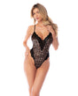 Leopard Print Laced Trim Teddy - Leopard L/XL