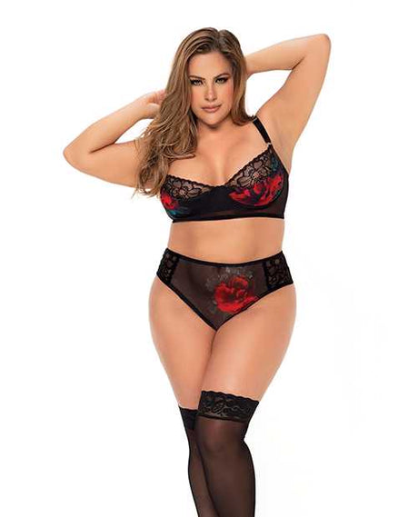 Underwire Bra Top & High Waisted Bottom Black 3X/4X