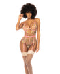 Floral Embroidered Teddy w/Underwire Cup & Garters Pink Large