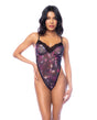 Night Butterfly Bodysuit w/Hook and Eye Crotch Closure - Black S/M