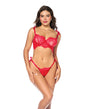 Laced in Confidence Bralette & G-String w/Tie Straps - Red S/M