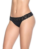 Lace Trim Thong Black XL