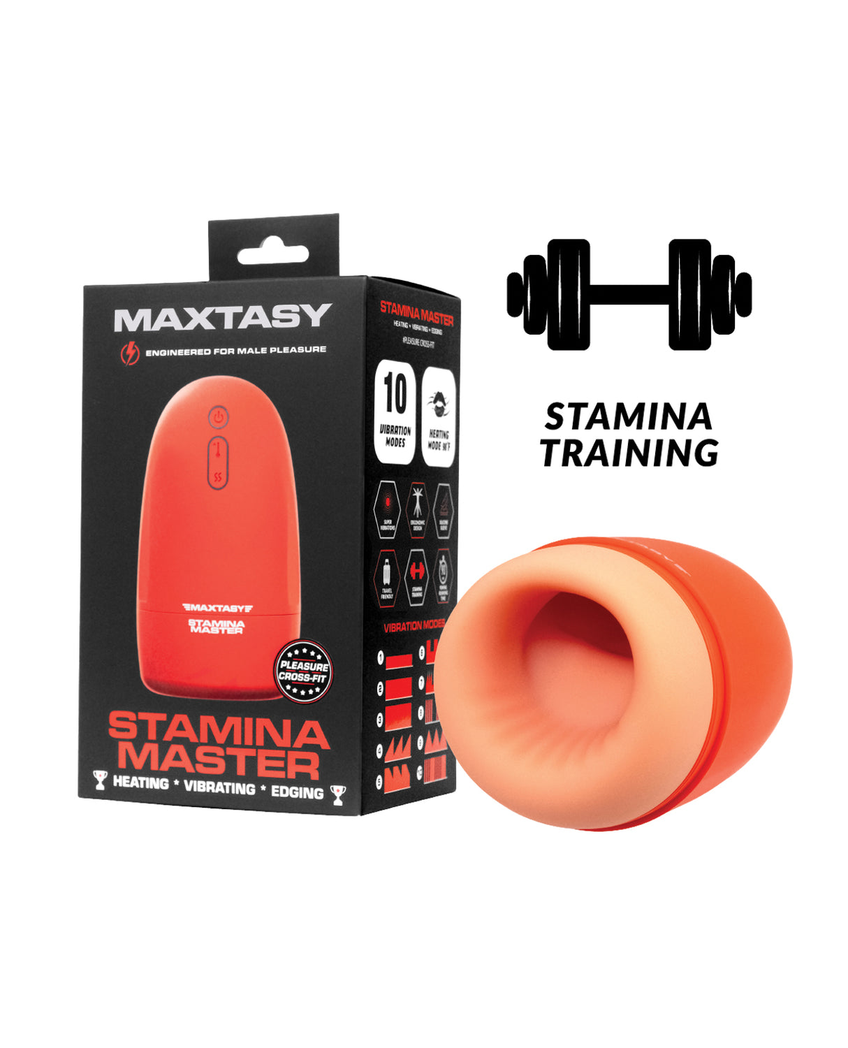 Maxtasy Stamina Master Heat up & Vibrating Stroker - Orange