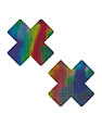 Neva Nude Holographic X Factor Pasties - Rainbow/Black O/S