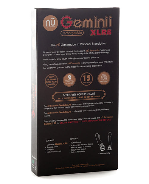 Nu Sensuelle Geminii XLR8 Rechargeable Silicone G-Spot Vibrator - Electric Blue