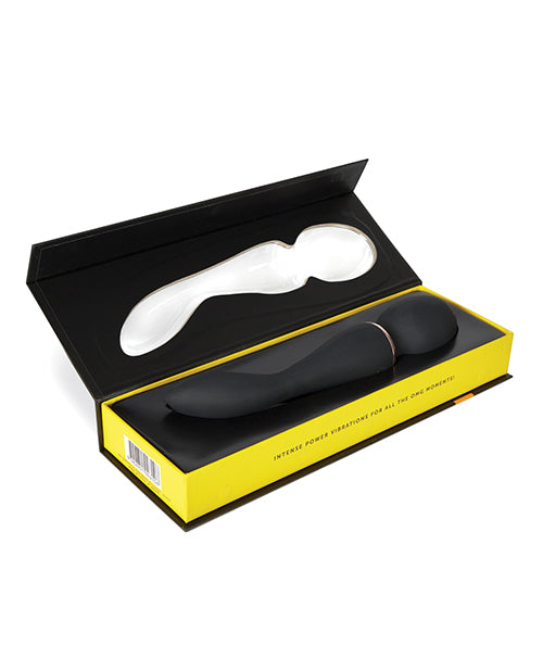 Nu Sensuelle XLR8 Alluvion Silicone Rechargeable Wand Massager - Black/ Rose Gold