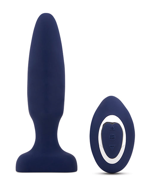 Nu Sensuelle Andii Fino Roller Motion Rechargeable Silicone Anal Plug with Remote Control - Navy Blue