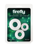 Firefly Glow in the Dark Bubble Cock Rings - White, Pack of 3