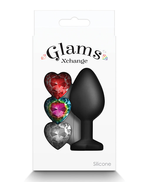 Glams Xchange Heart Silicone Anal Plug - Medium - Black