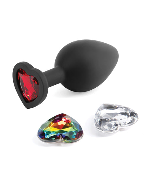 Glams Xchange Heart Silicone Anal Plug - Medium - Black