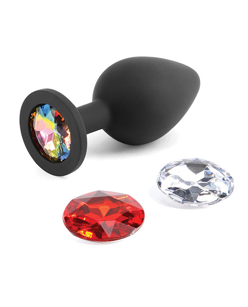 Glams Xchange Round Silicone Anal Plug - Medium - Black