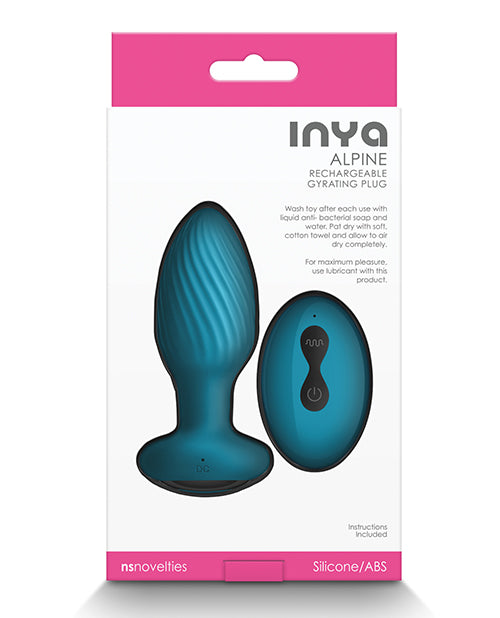 Inya Alpine Rechargeable Silicone Anal Plug with Remote Control - Teal