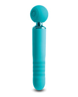 Revel Fae Rechargeable Silicone Vibrator with Clitoral Stimulator - Teal