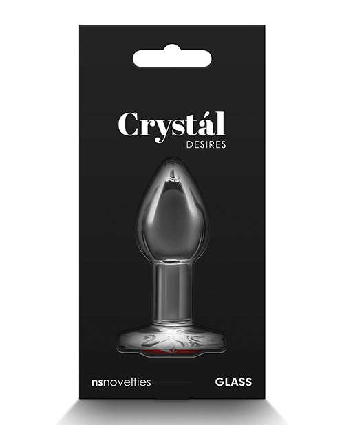 Crystal Desires Red Heart Glass Anal Plugs - Small