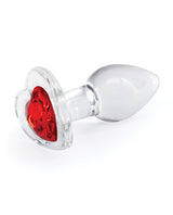 Crystal Desires Red Heart Glass Anal Plugs - Small