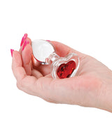 Crystal Desires Red Heart Glass Anal Plugs - Small