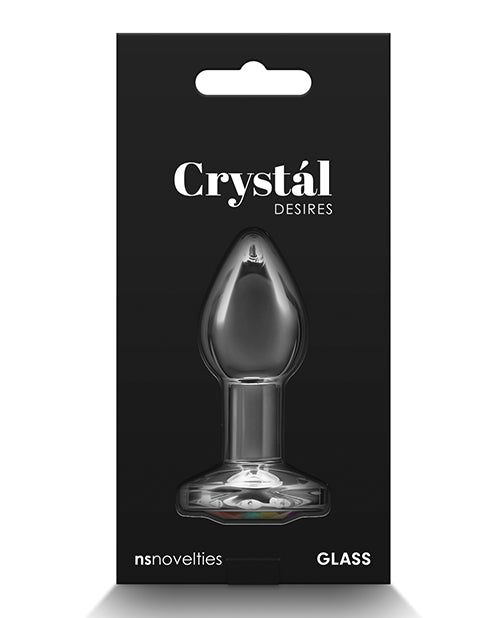 Crystal Desires Rainbow Gem Glass Anal Plugs - Small