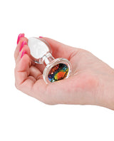 Crystal Desires Rainbow Gem Glass Anal Plugs - Small