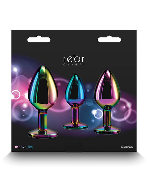 Rear Assets Aluminum Anal Plug Trainer Kit (3 pieces) - Rainbow