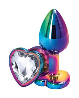 Rear Assets Multicolor Heart Anal Plug - Small - Clear