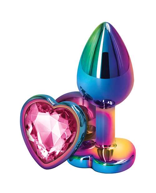 Rear Assets Multicolor Heart Anal Plug - Small - Pink