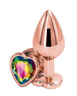 Rear Assets Rose Gold Heart Anal Plug - Medium - Rainbow