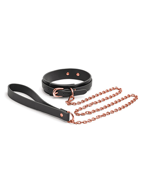 Bondage Couture PU Leather Collar and Leash - Black