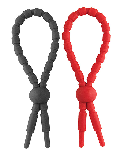 Ram Ultra Clinchers Silicone Cock Ties (2 each per pack) - Black/Red