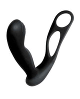 Butts Up Rechargeable Silicone Prostate Massager with Scrotum and Cock Ring - Black