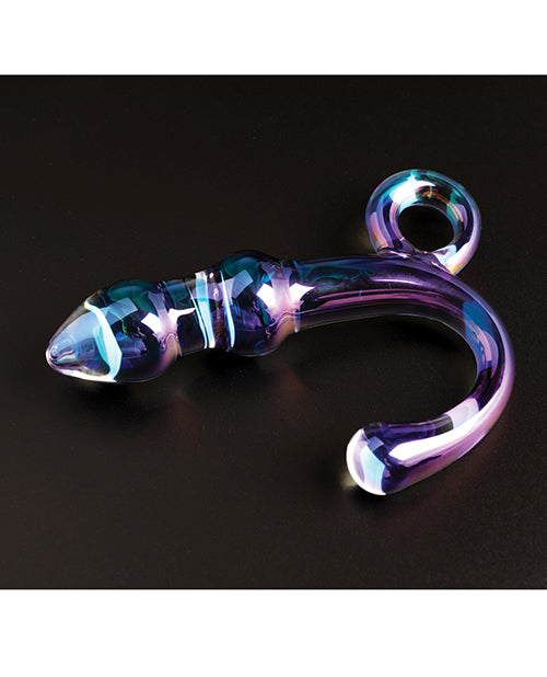 Crsital Orchard Pulse Glass Dildo w/Removable Bullet Vibe - Purple