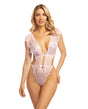 Imani Eyelash Lace Soft Cup High Leg Teddy Pink Tulle L/XL