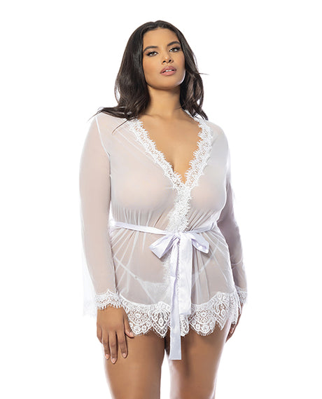 -=Provence Short Robe - White 1X/2X