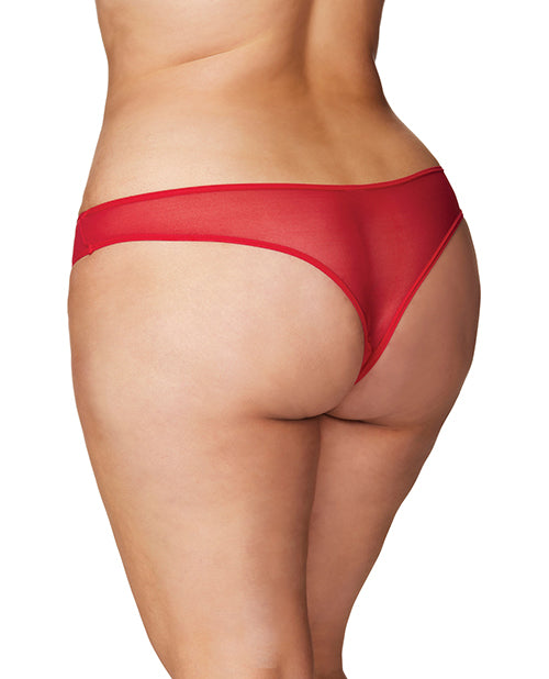 Crotchless Thong w/Pearls Red 3X/4X