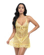 Valentine Lacey Babydoll w/G-String - Pale Banana LG
