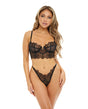 Cheyanne Underwire Eyelash Lace & Mesh Bra & G-String Black MD